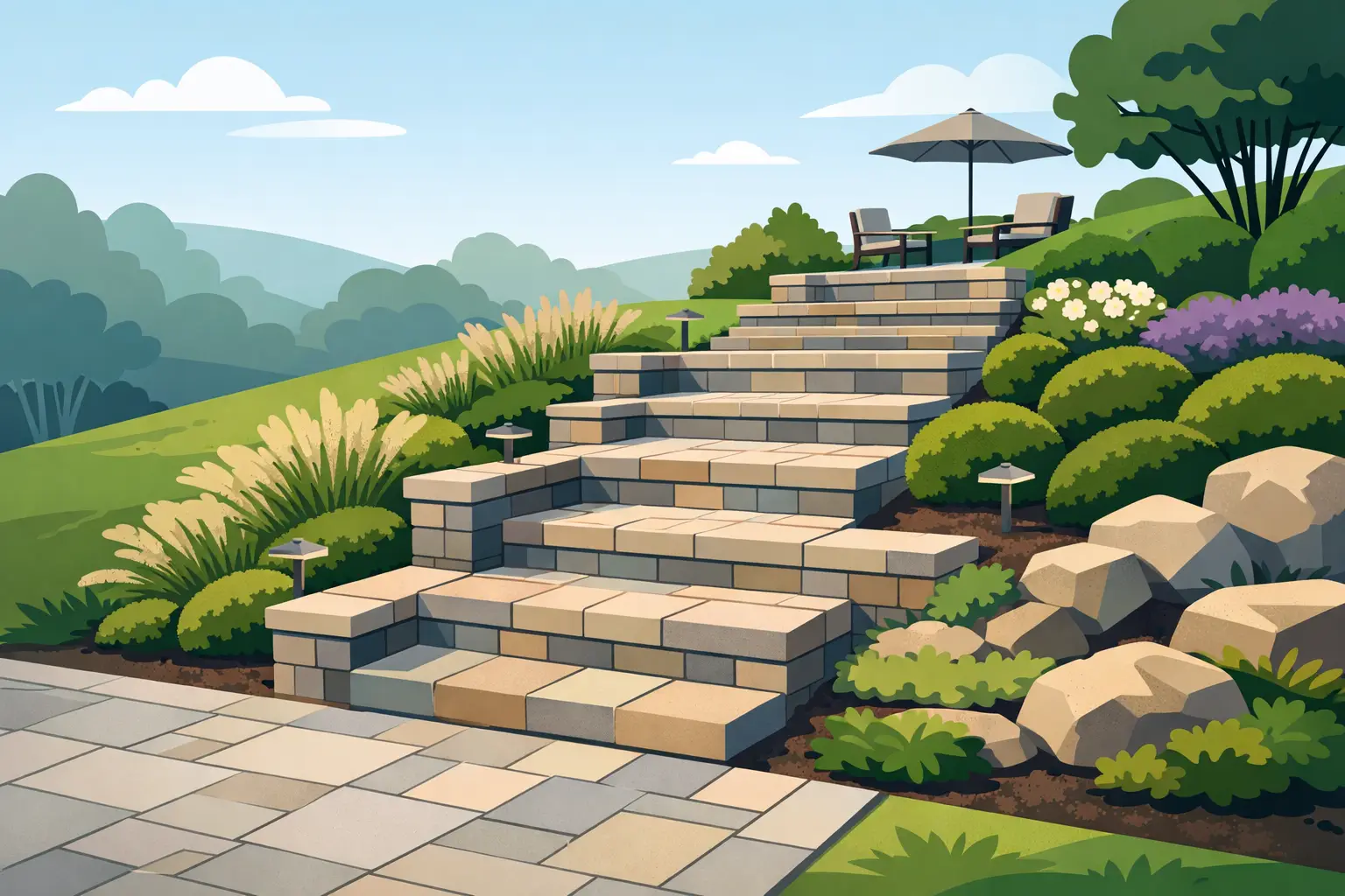 Paver Stairs for a Sloped Yard That Last