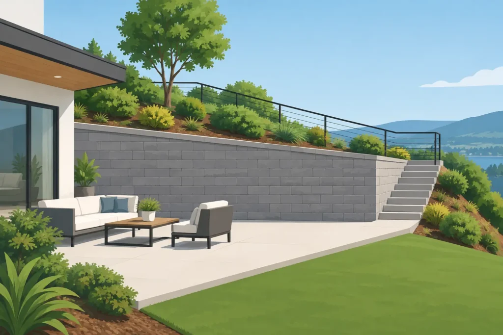 A Hillside Wall Project Example That Adds Space