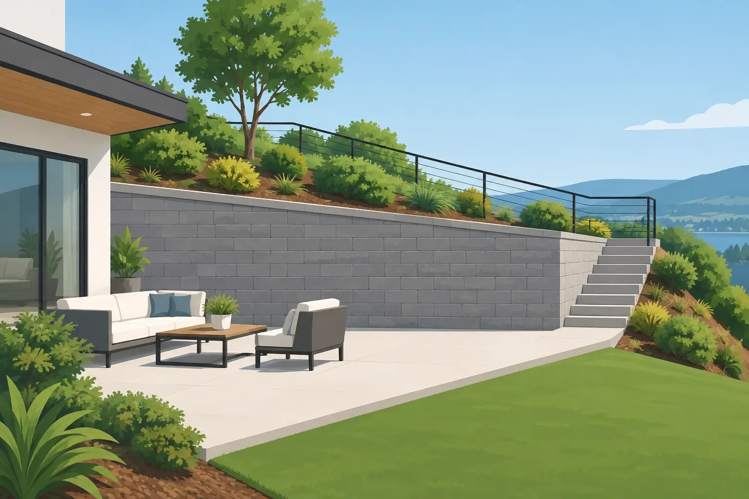 A Hillside Wall Project Example That Adds Space